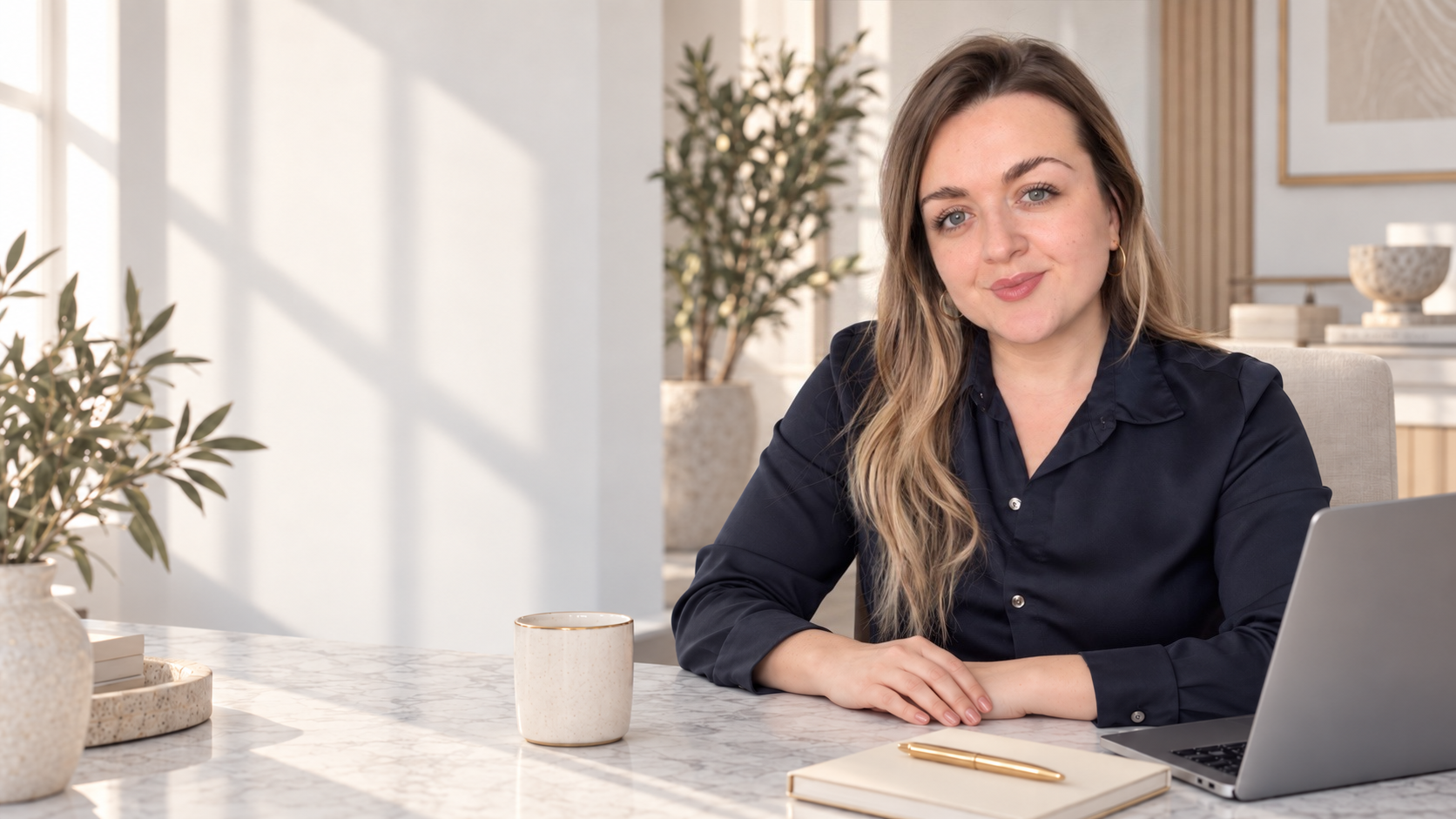 Jovana, founder of Maven & Muse, at her desk