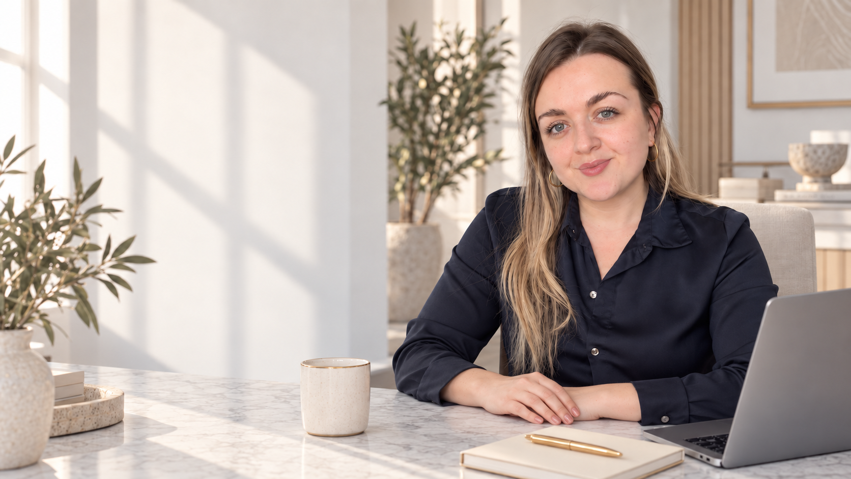 Jovana, founder of Maven & Muse, at her desk